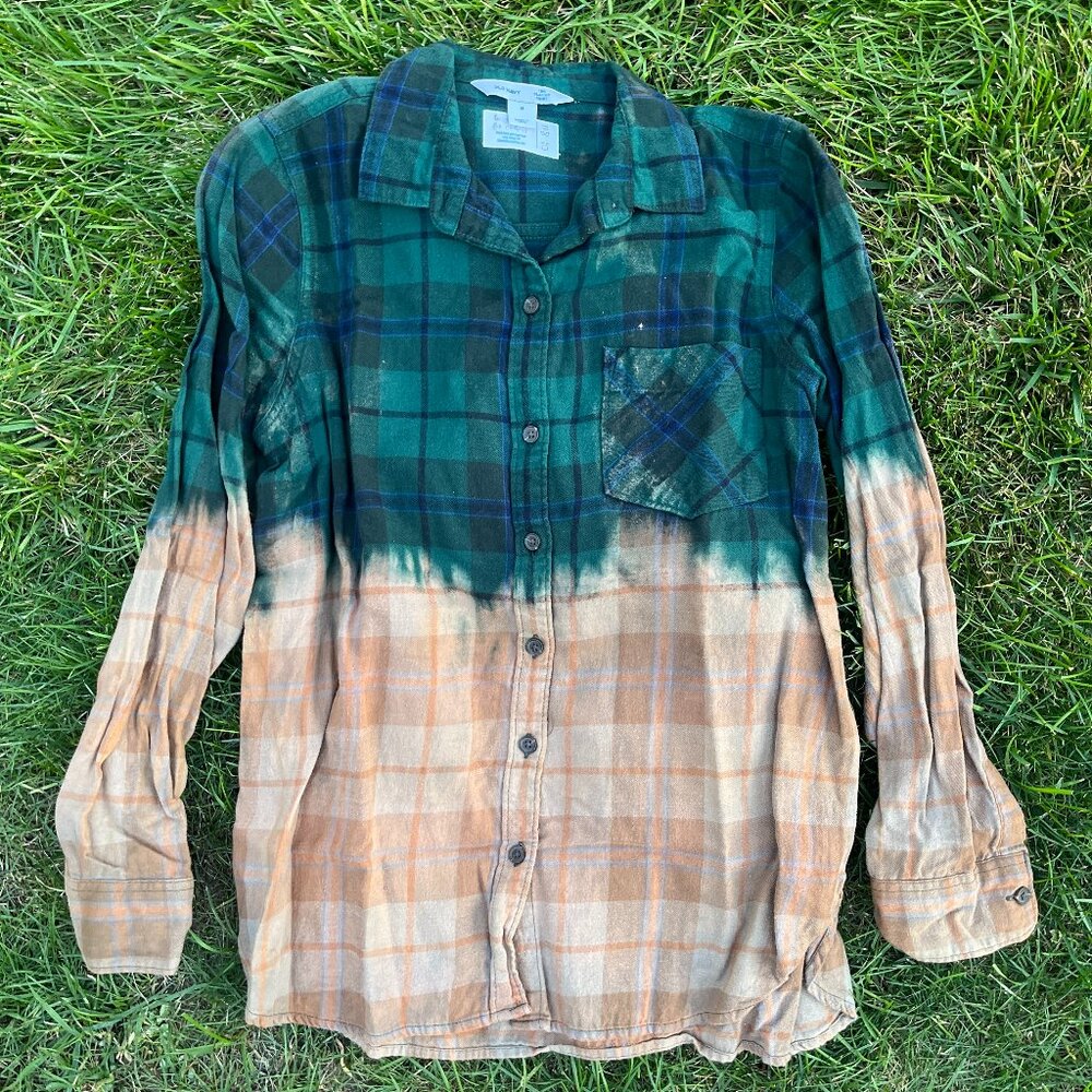 Adult Medium Ombré Bleach Dye Flannel Shirt